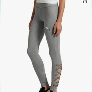 Puma Lace Up Leggings Womens Grey Size Small